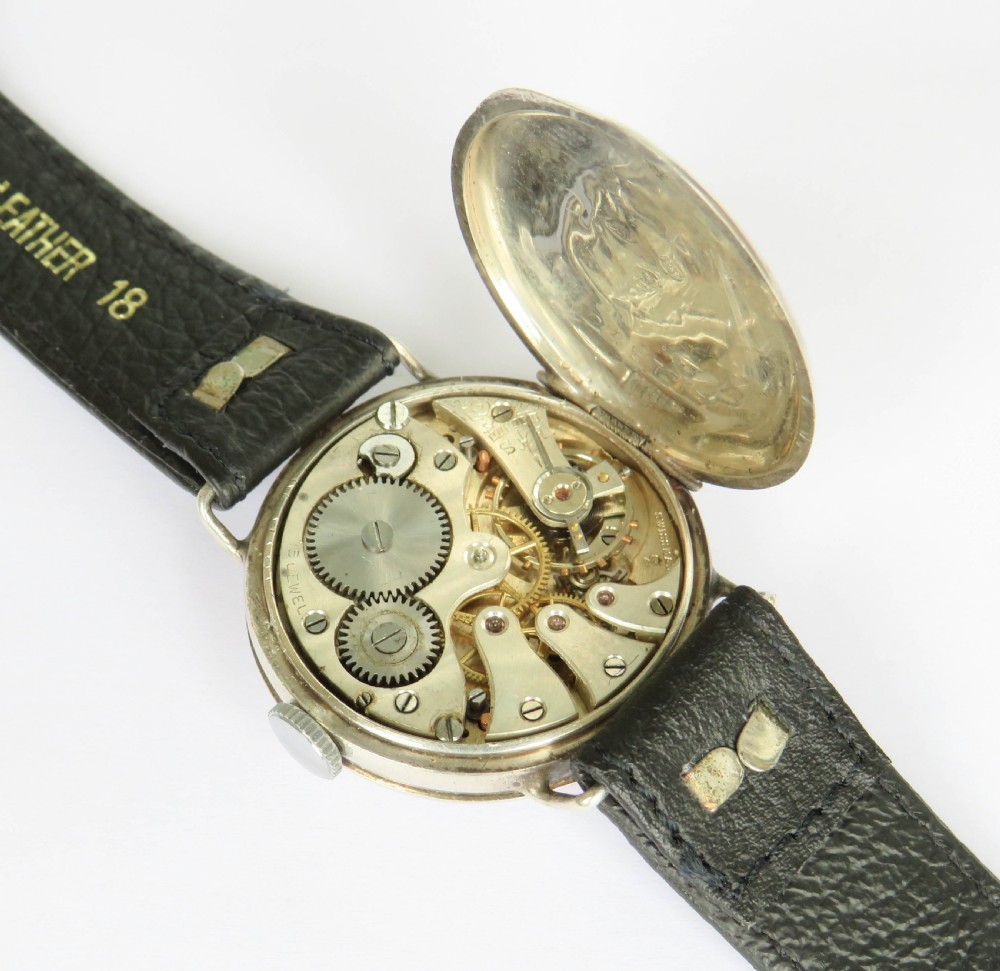 Antique silver trench watch, 1917 View III