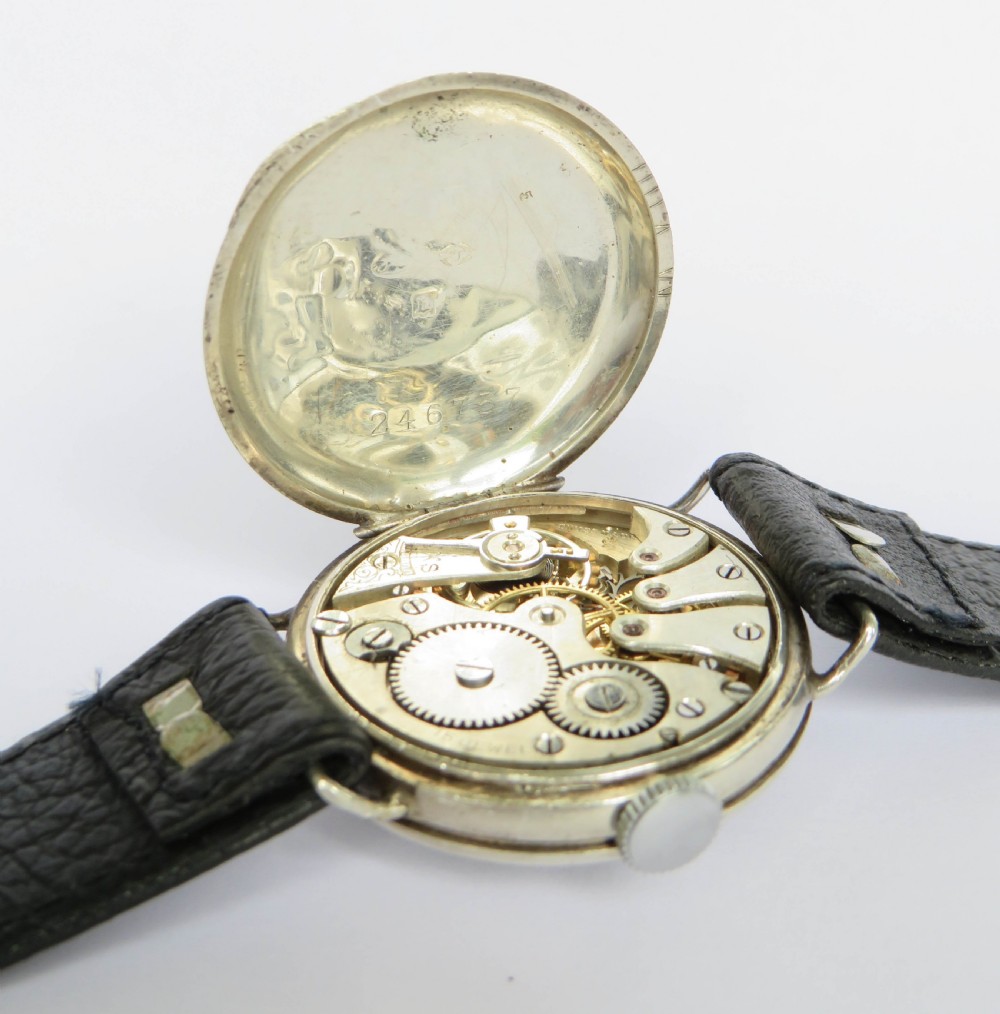 Antique silver trench watch, 1917 View IV