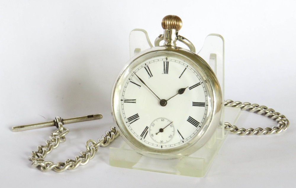 Antique silver Omega pocket watch and chain