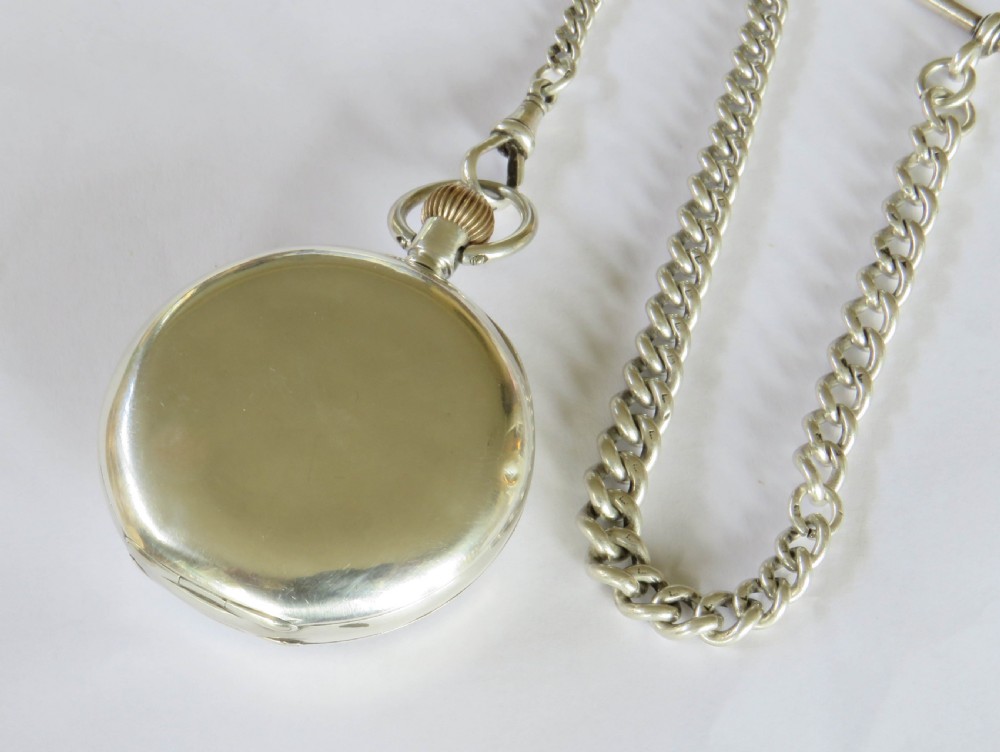 Antique silver Omega pocket watch and chain View V