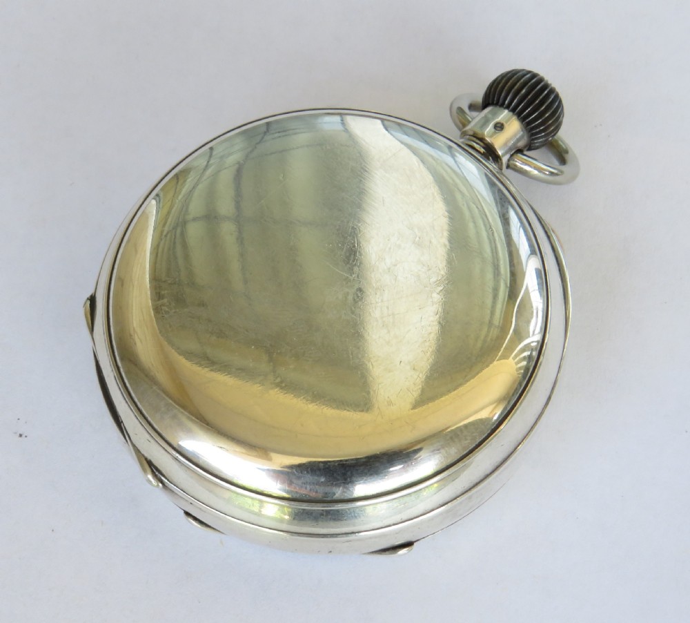 Silver Jaeger LeCoultre chrono pocket watch, J W Benson View VI
