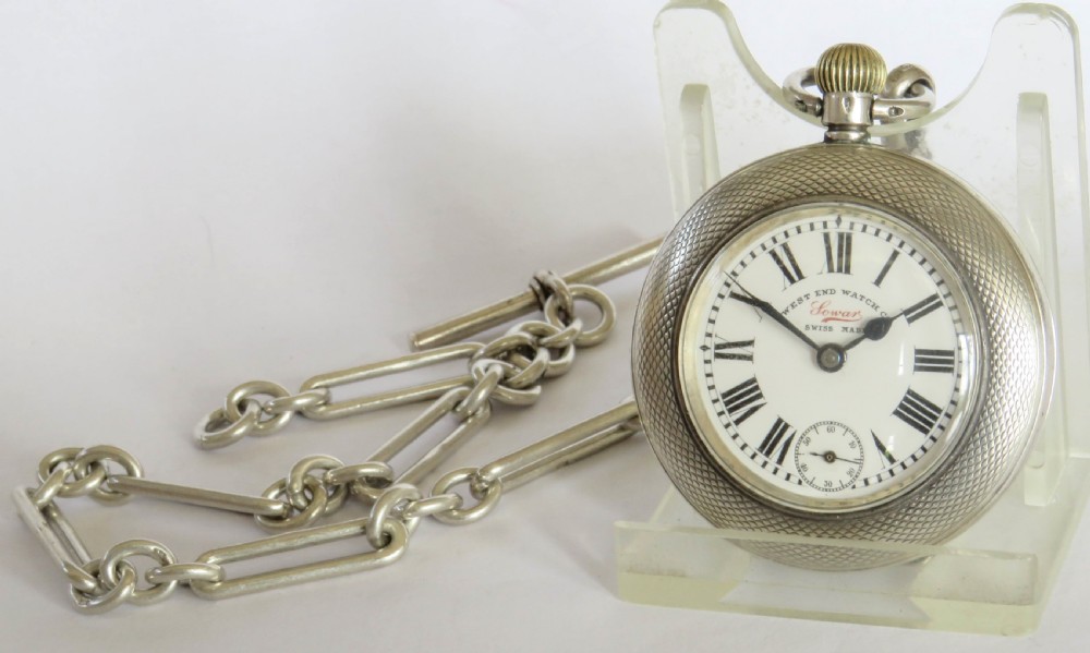 Antique silver Omega pocket watch and chain