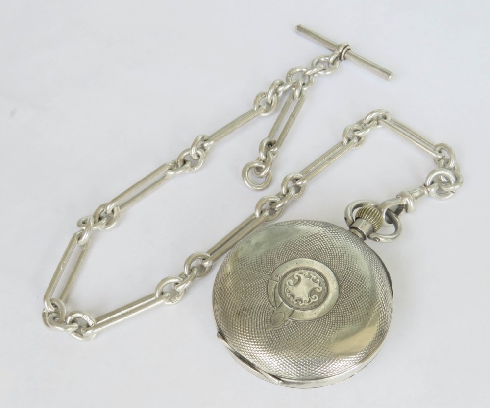 Antique silver Omega pocket watch and chain View V