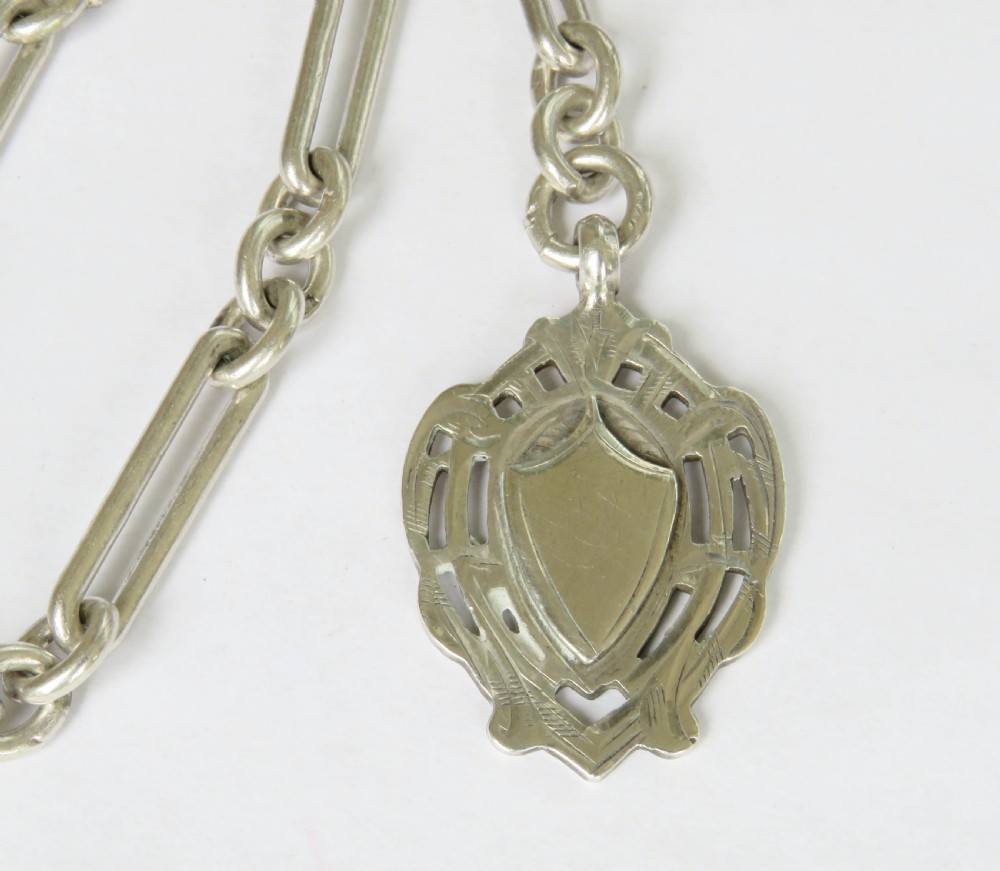 Antique silver Churchill chain and fob View II