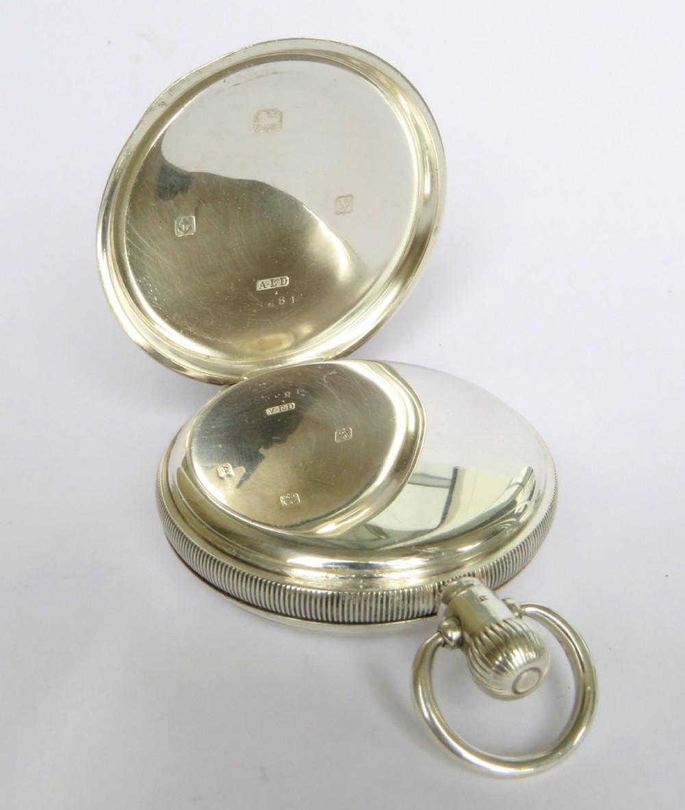 Antique silver half hunter pocket watch, 1923 View IV