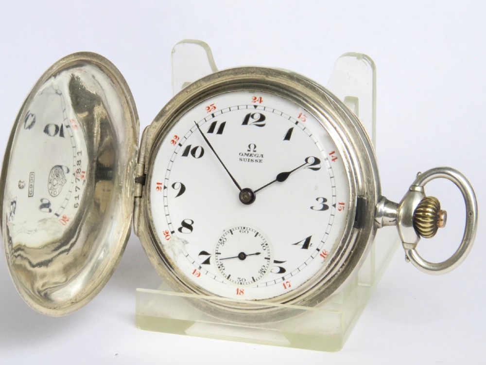 Antique silver Omega full hunter pocket watch, 1925