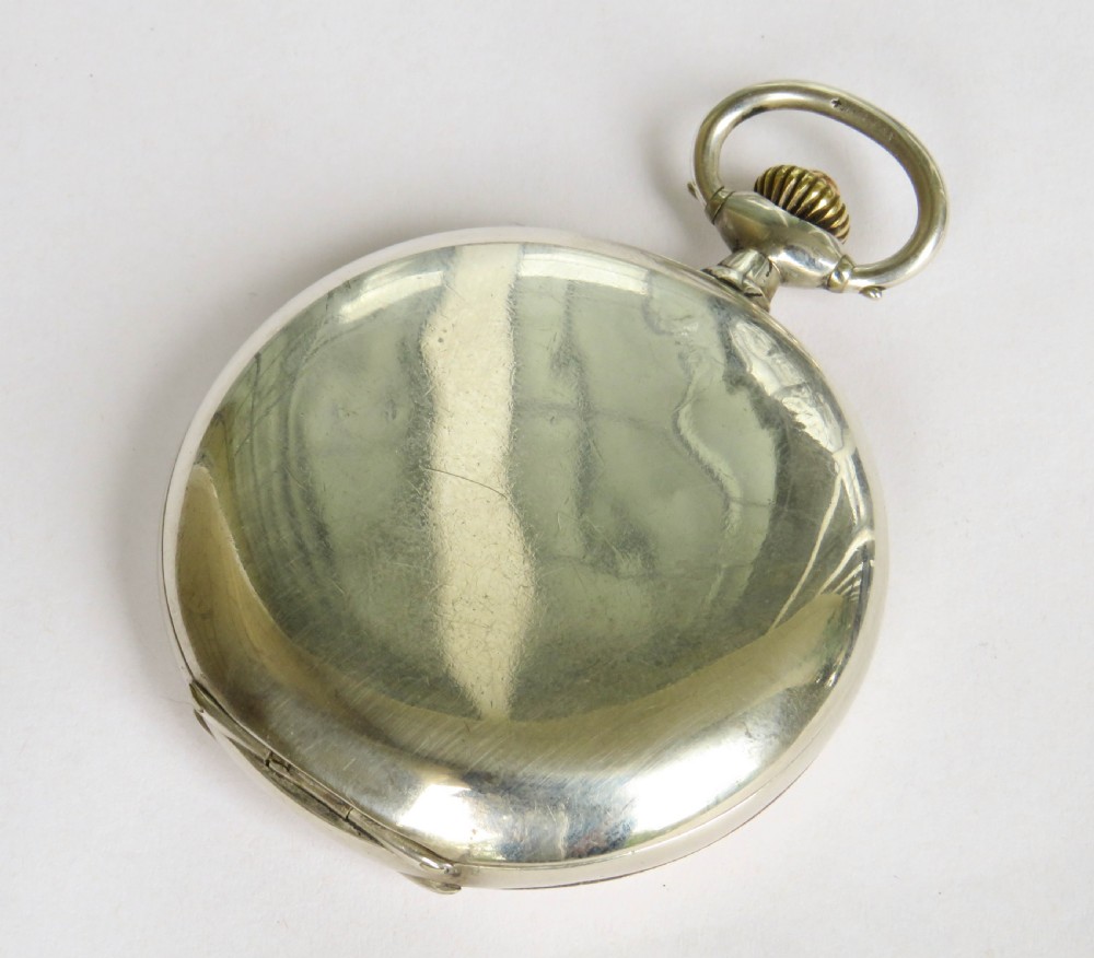 Antique silver Omega full hunter pocket watch, 1925 View VI