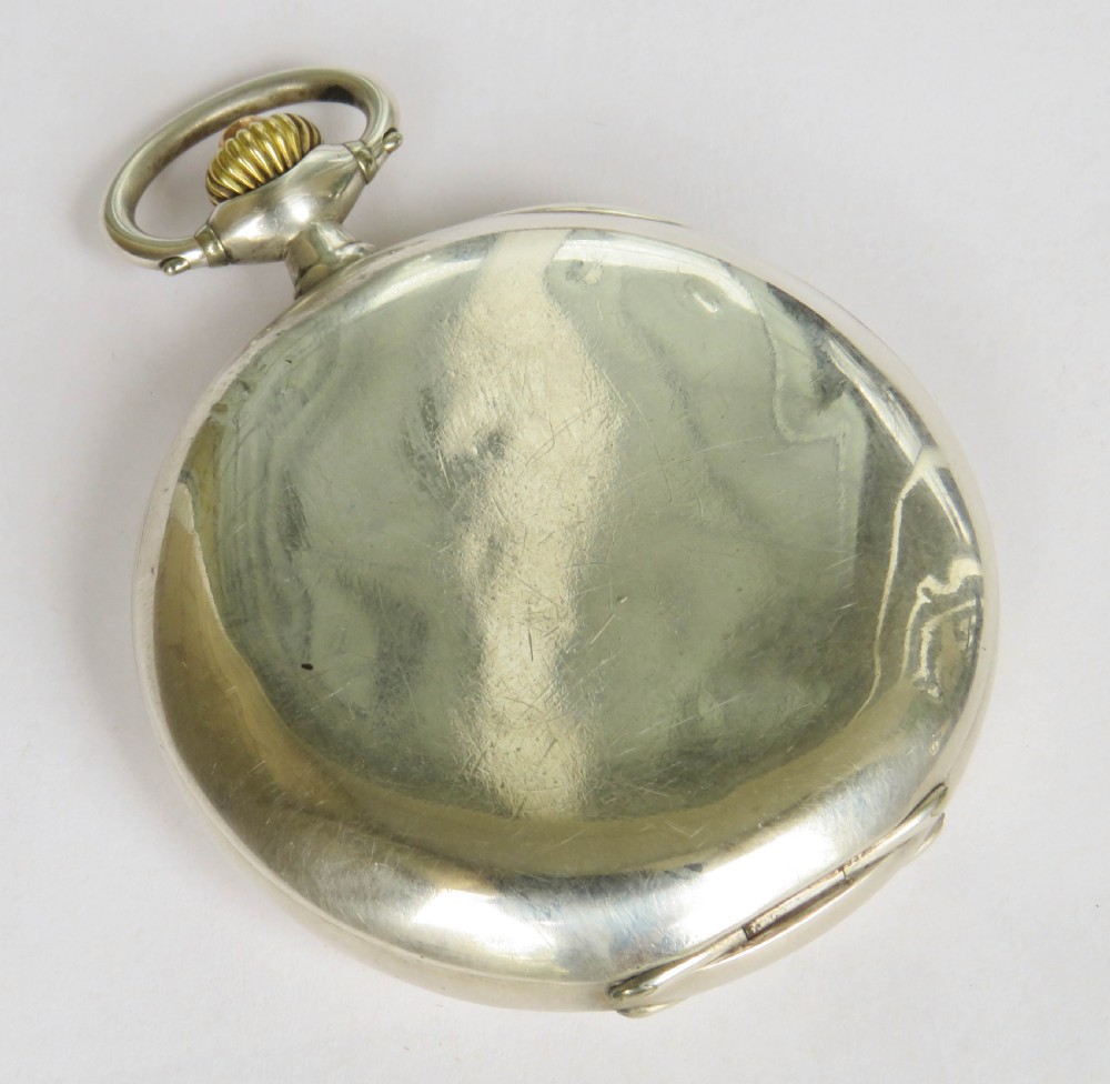 Antique silver Omega full hunter pocket watch, 1925 View VII