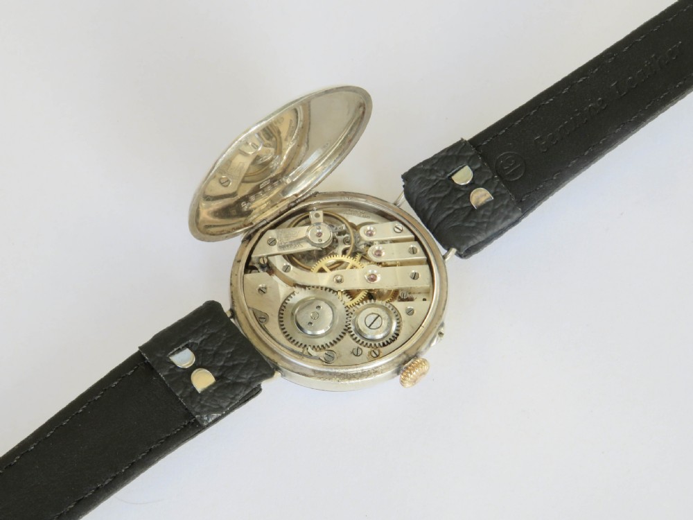 Gents antique silver trench watch, 1914 View III