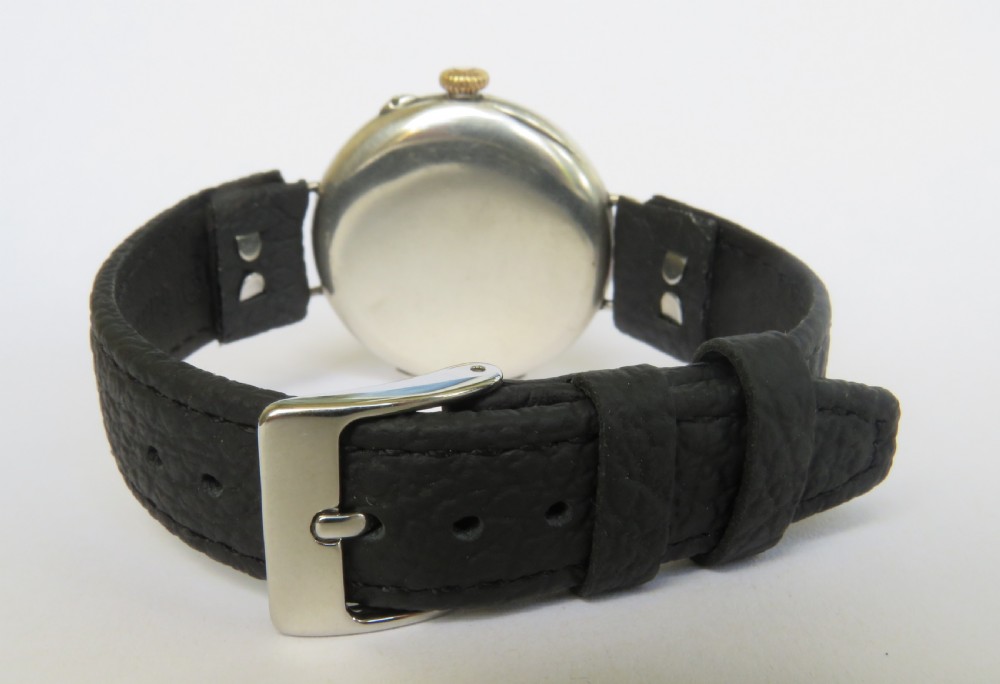 Gents antique silver trench watch, 1914 View V
