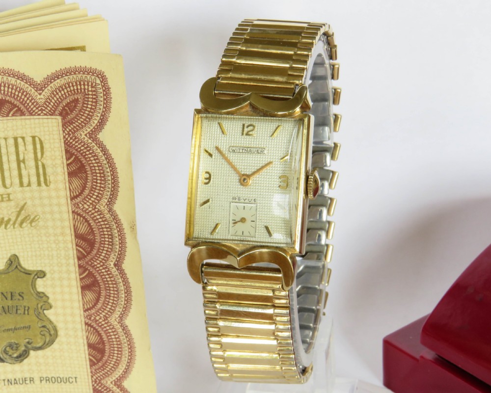 Gents 1950s Wittnauer Revue watch, original box View II