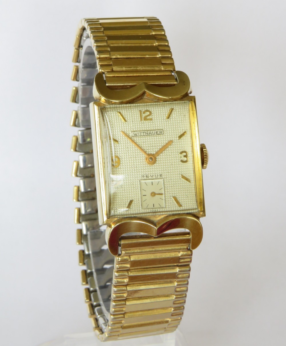 Gents 1950s Wittnauer Revue watch, original box View III