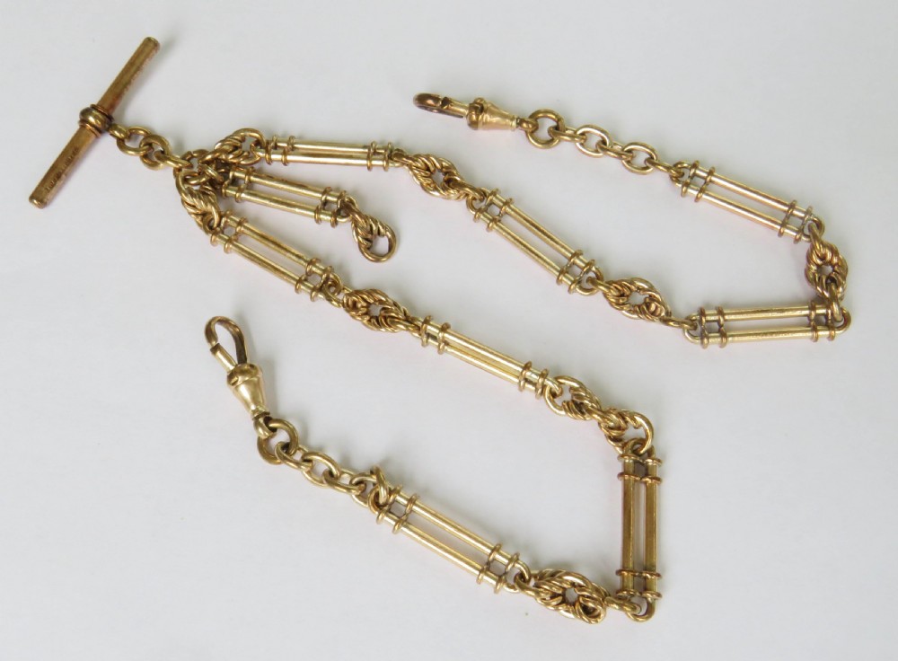 Antique 9ct rolled gold double watch chain