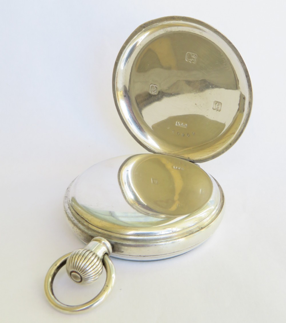 Silver J W Benson pocket watch, 1918 View V