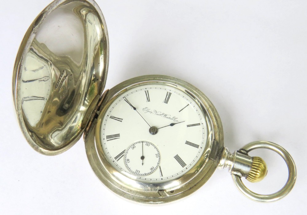 Antique silver Elgin G M Wheeler full pocket watch, c1890 View III
