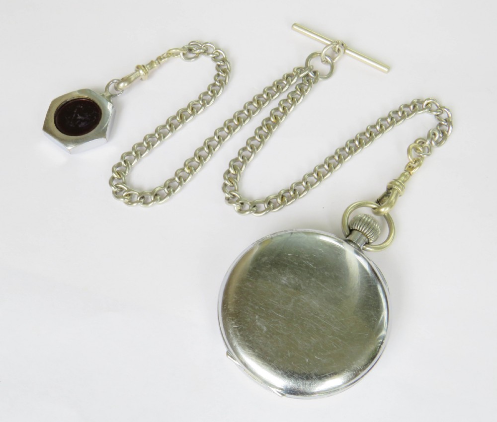 Antique Arsa pocket watch, chain and compass View V