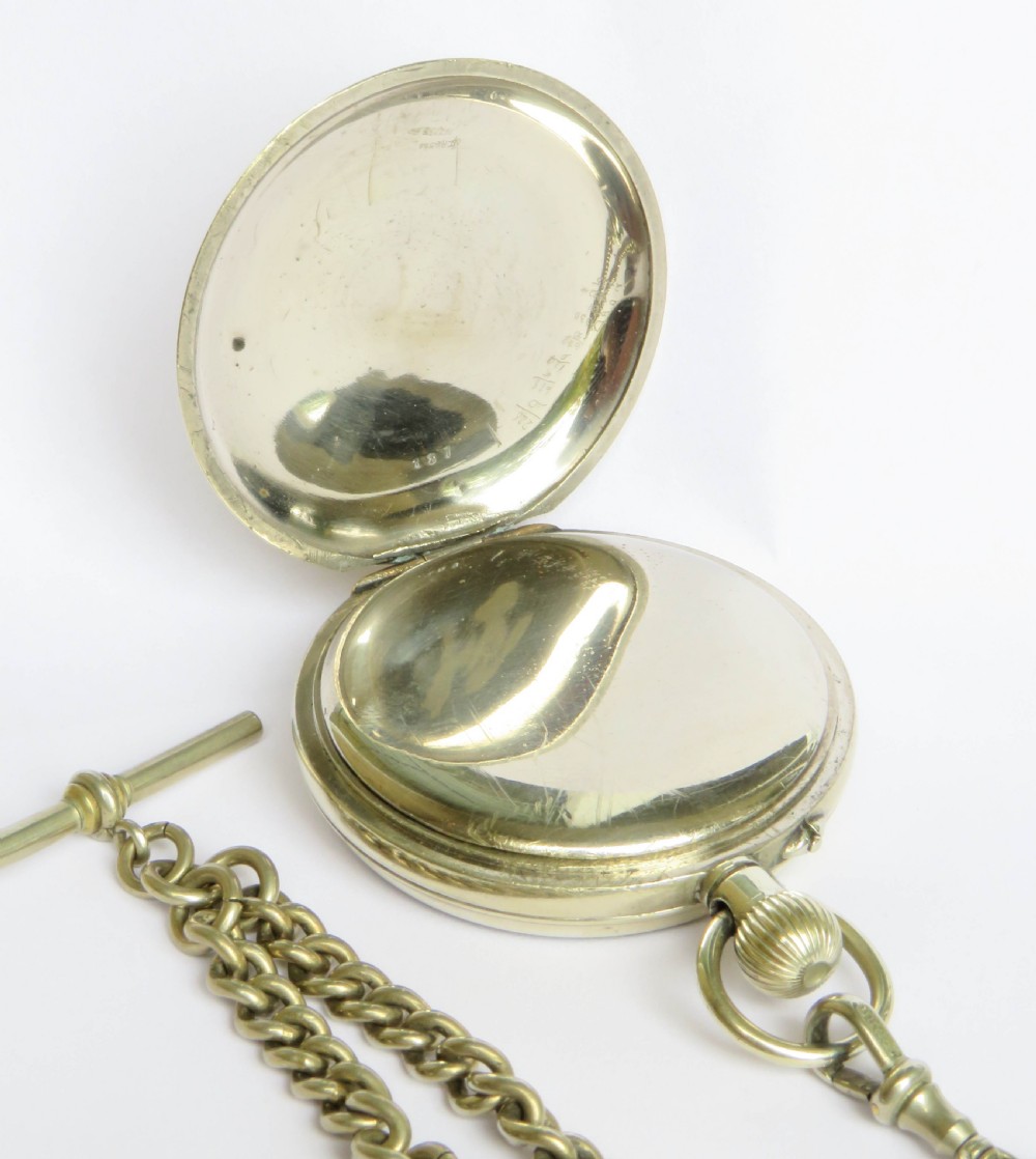 Antique pocket watch, chain and compass View III