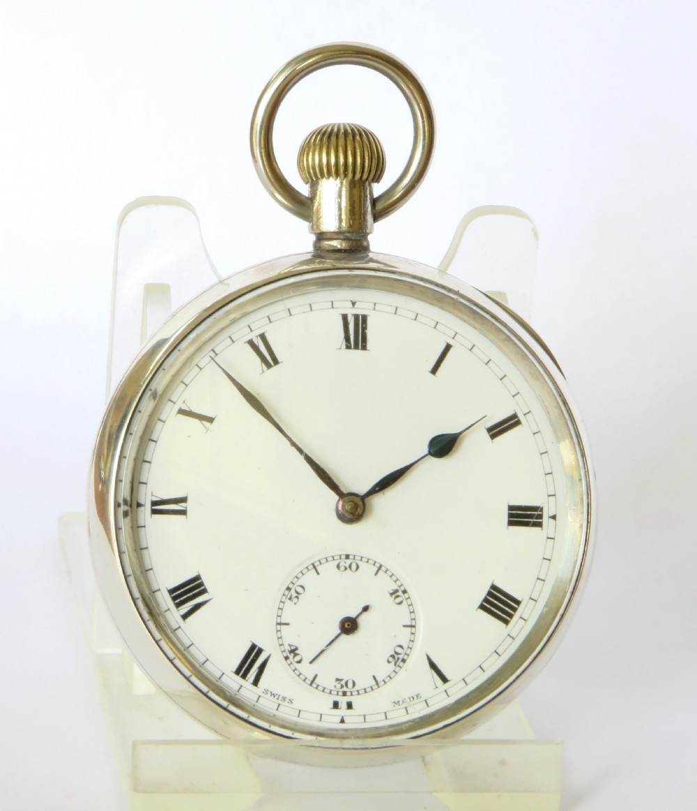 Antique silver Eterna pocket watch, 1927 View II