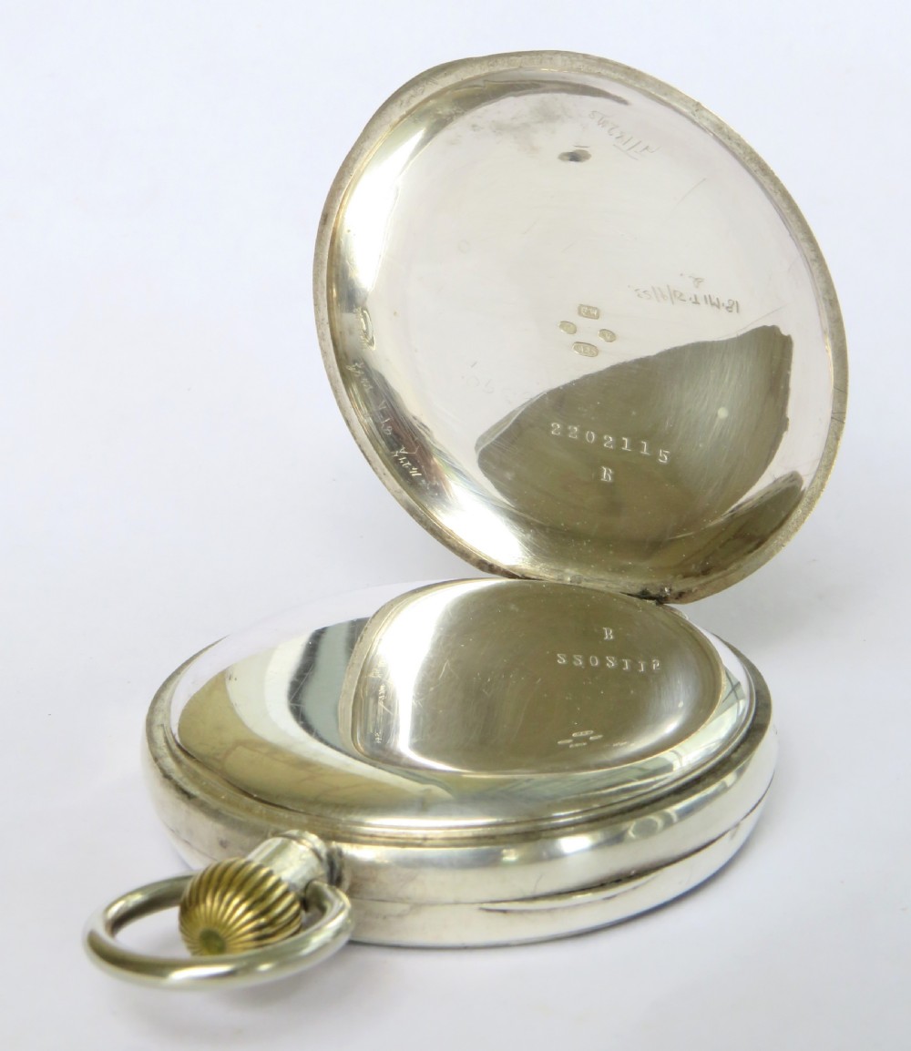 Antique silver Eterna pocket watch, 1927 View IV