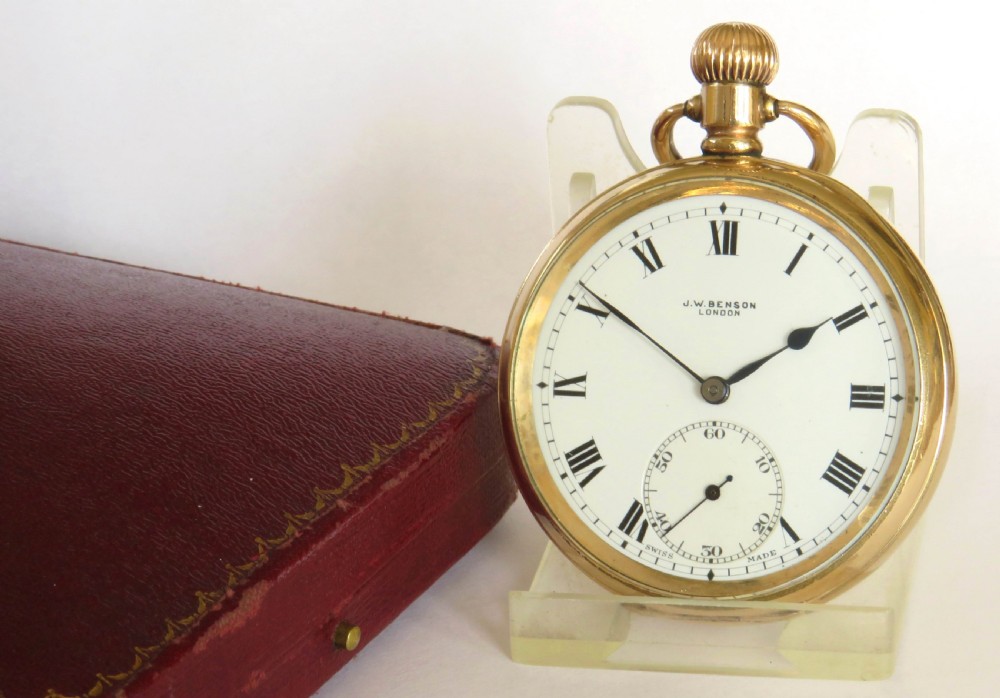 Antique J W Benson pocket watch and box