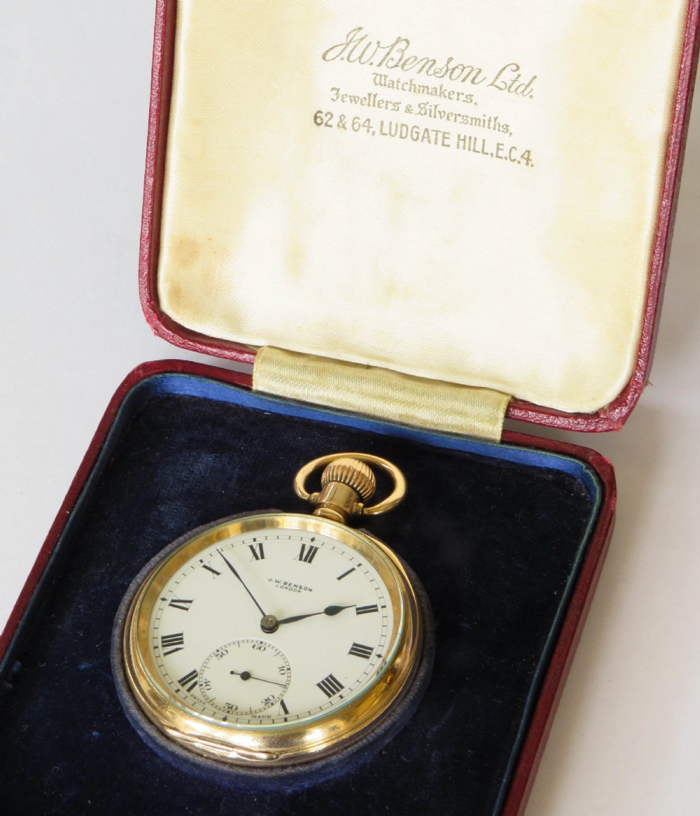 Antique J W Benson pocket watch and box View II