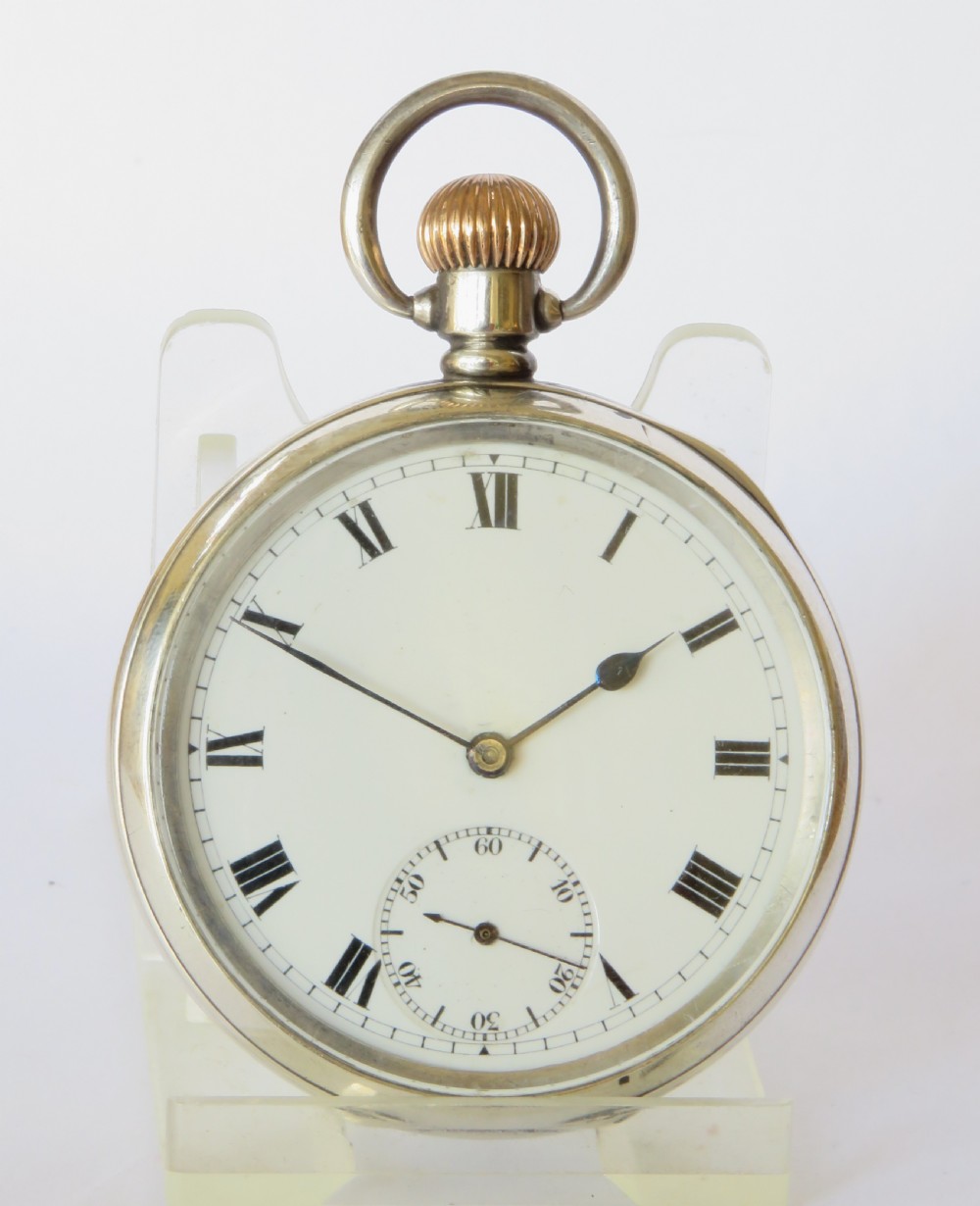 Antique English silver pocket watch, 1913. View II