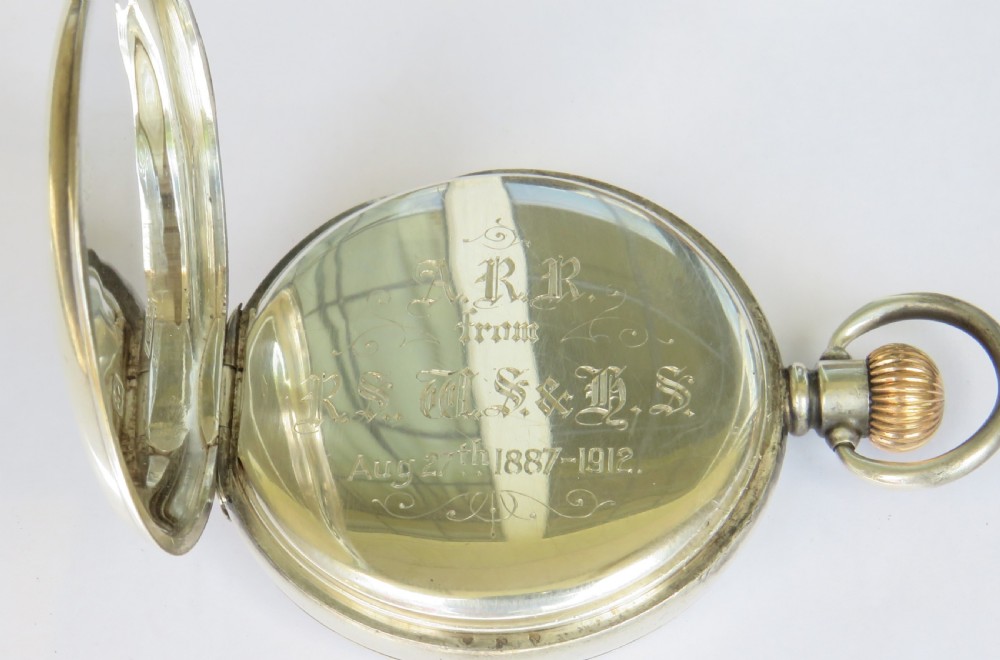 Antique English silver pocket watch, 1913. View III