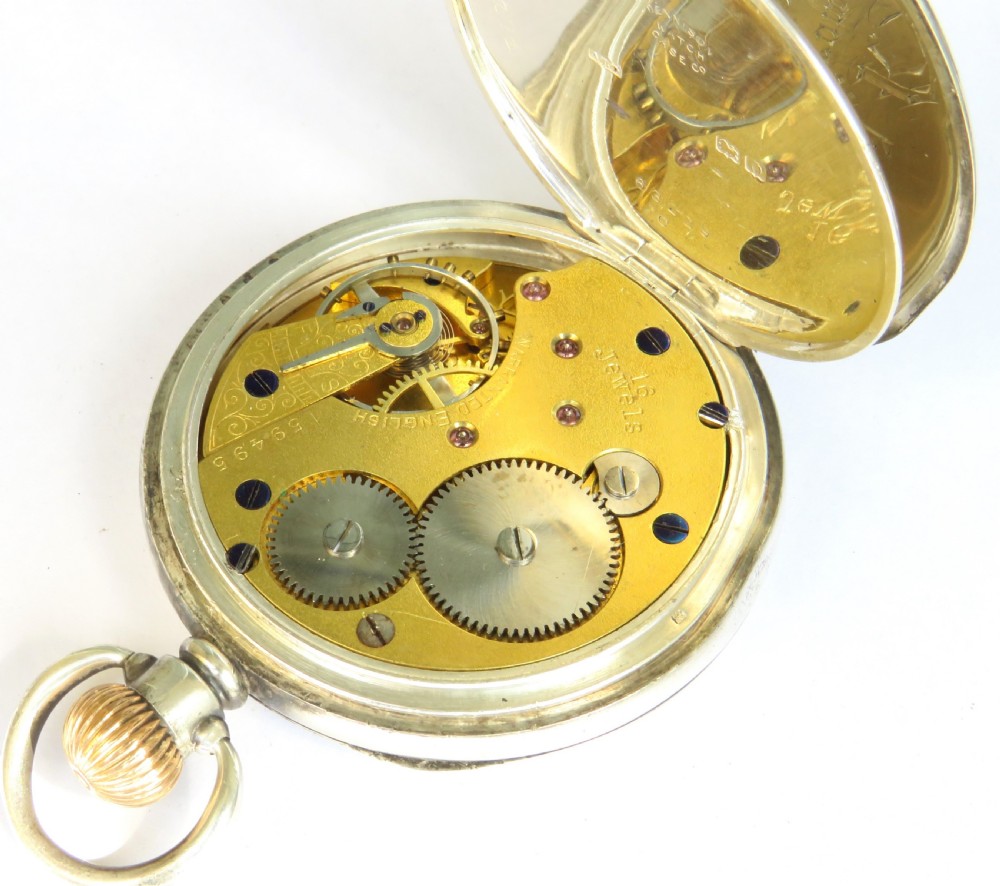 Antique English silver pocket watch, 1913. View IV