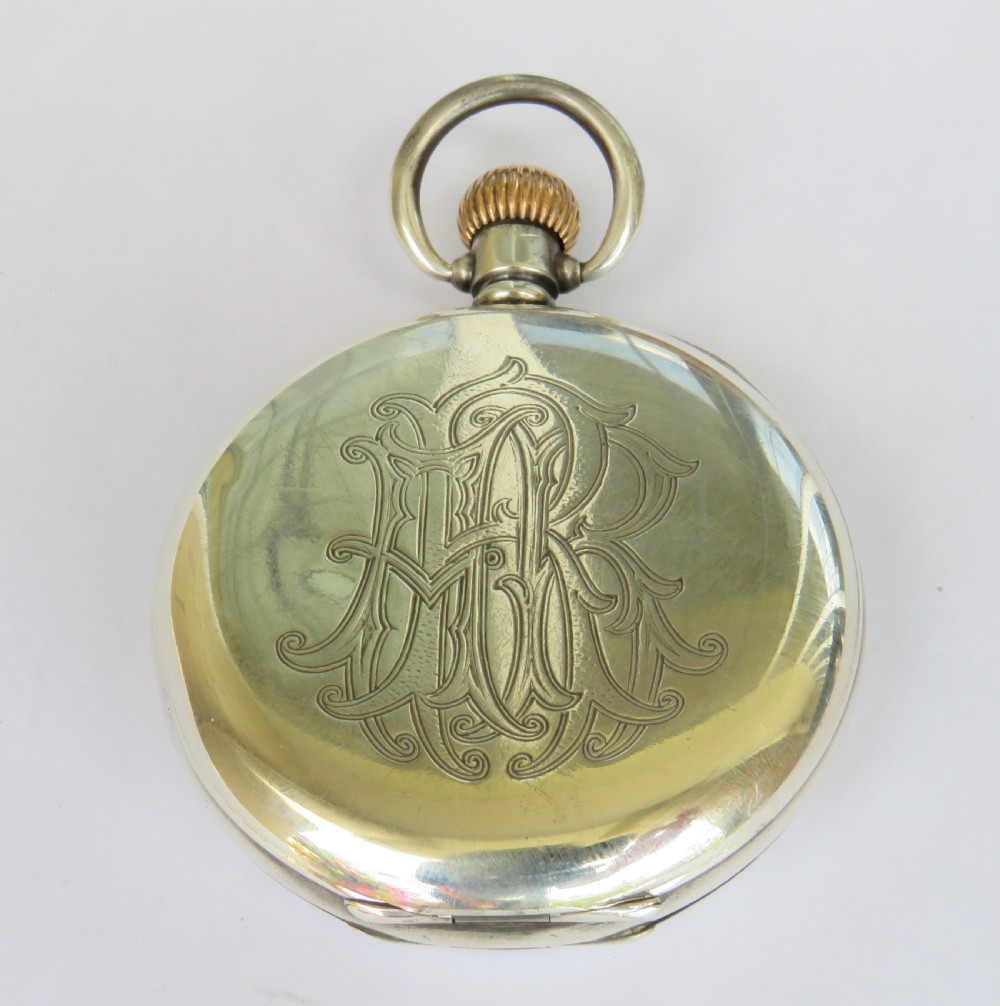 Antique English silver pocket watch, 1913. View V