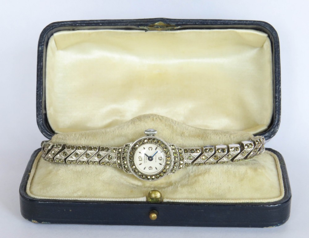 Ladies silver and marcasite Excalibur wrist watch, 1965 View II