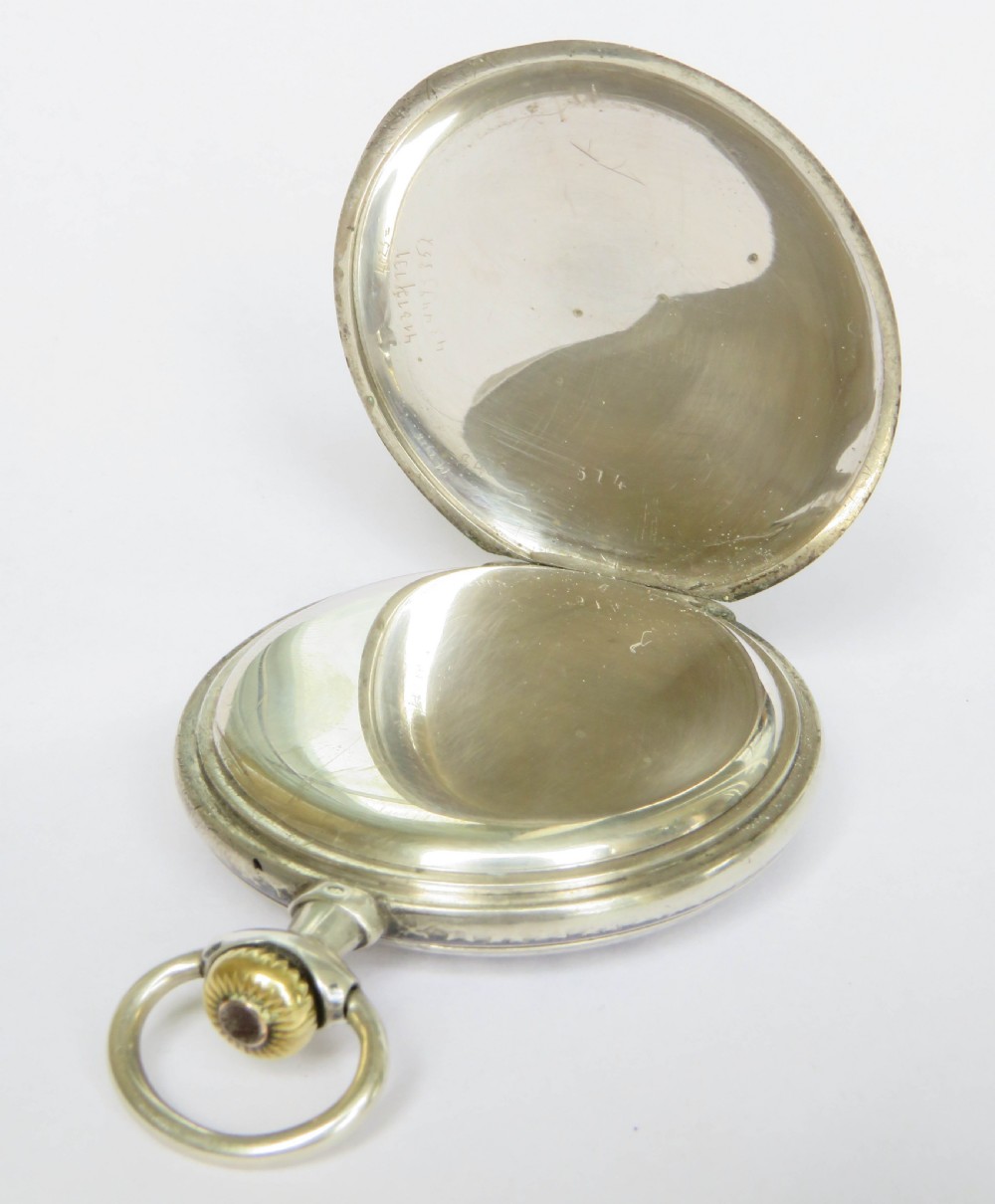 Antique silver niello hunter pocket watch, Grosjean Frères View IV