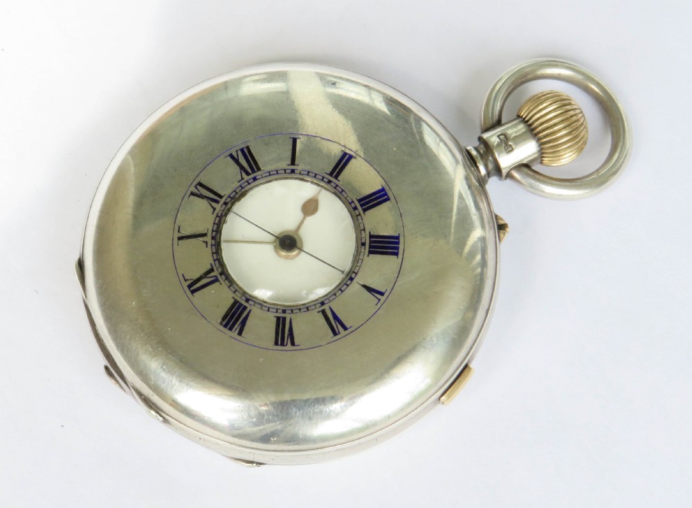 Antique English silver half hunter centre seconds chronograph, 1904 View II