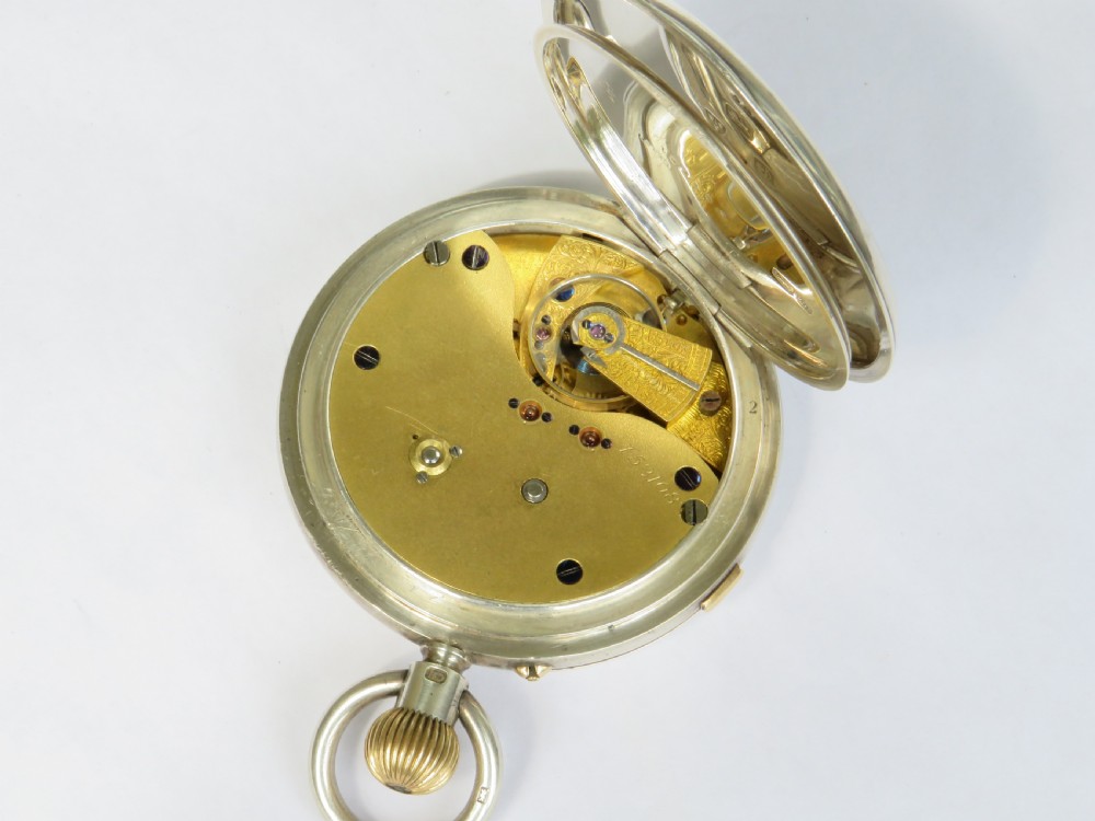 Antique English silver half hunter centre seconds chronograph, 1904 View V