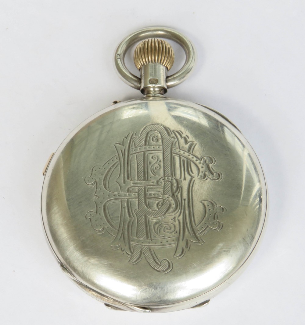 Antique English silver half hunter centre seconds chronograph, 1904 View VI