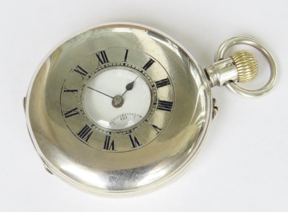 Antique silver Wm Ehrhardt hunter pocket watch View III