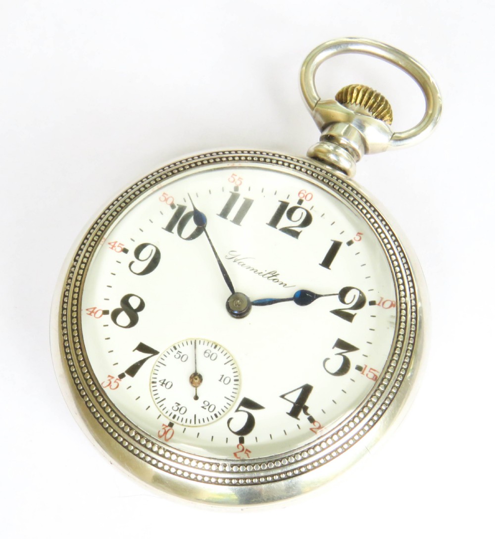 Heavy antique silver Hamilton pocket watch, c1900 View II