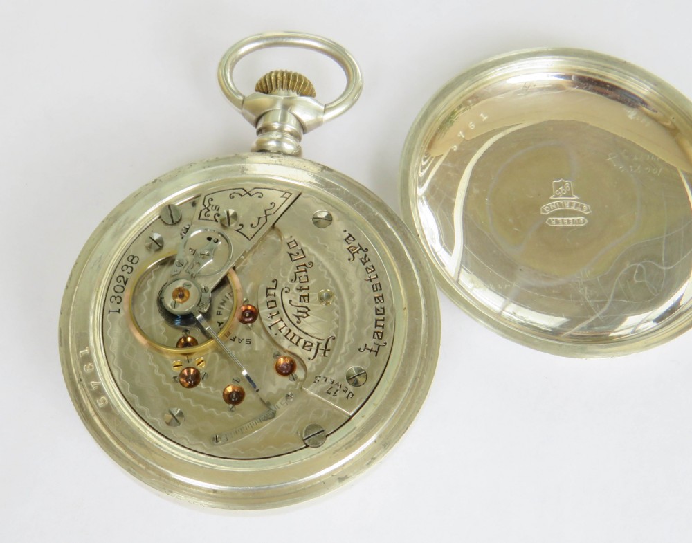 Heavy antique silver Hamilton pocket watch, c1900 View III