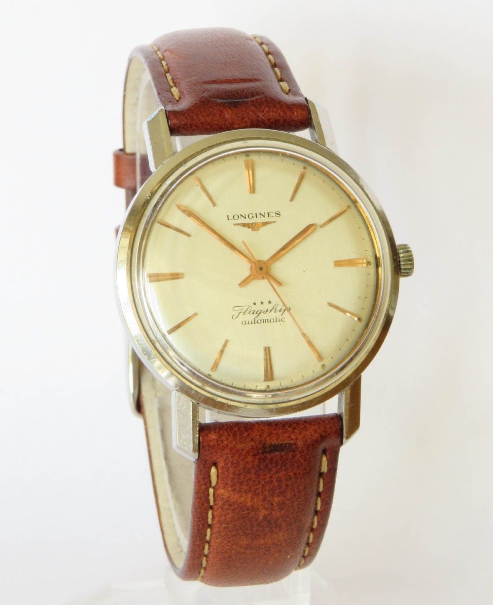 Gents Longines Flagship automatic wrist watch, 1960 View II