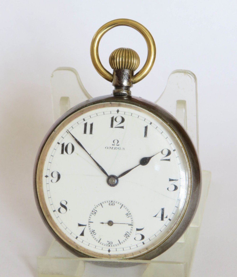 Antique Omega gun metal pocket watch, 1912
