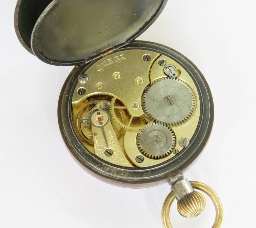 Antique Omega gun metal pocket watch, 1912 View IV