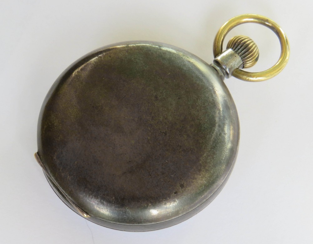 Antique Omega gun metal pocket watch, 1912 View V