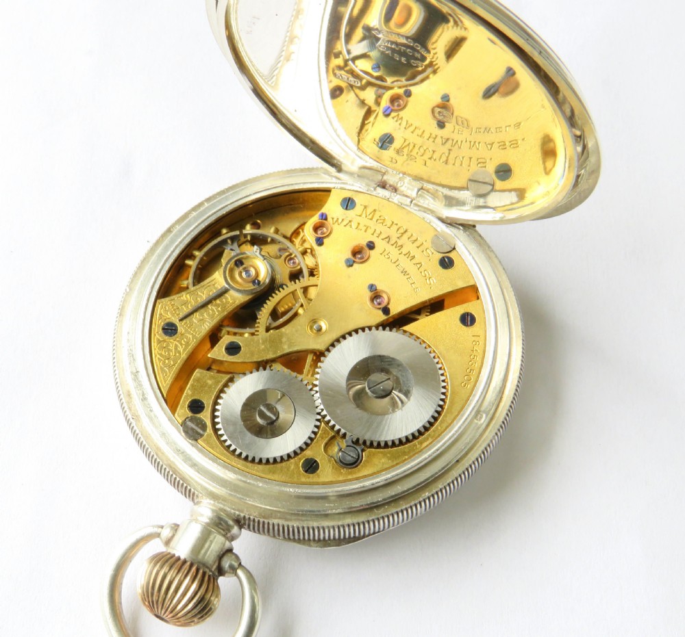 Antique silver Waltham Marquis pocket watch, 1912, super condition View IV