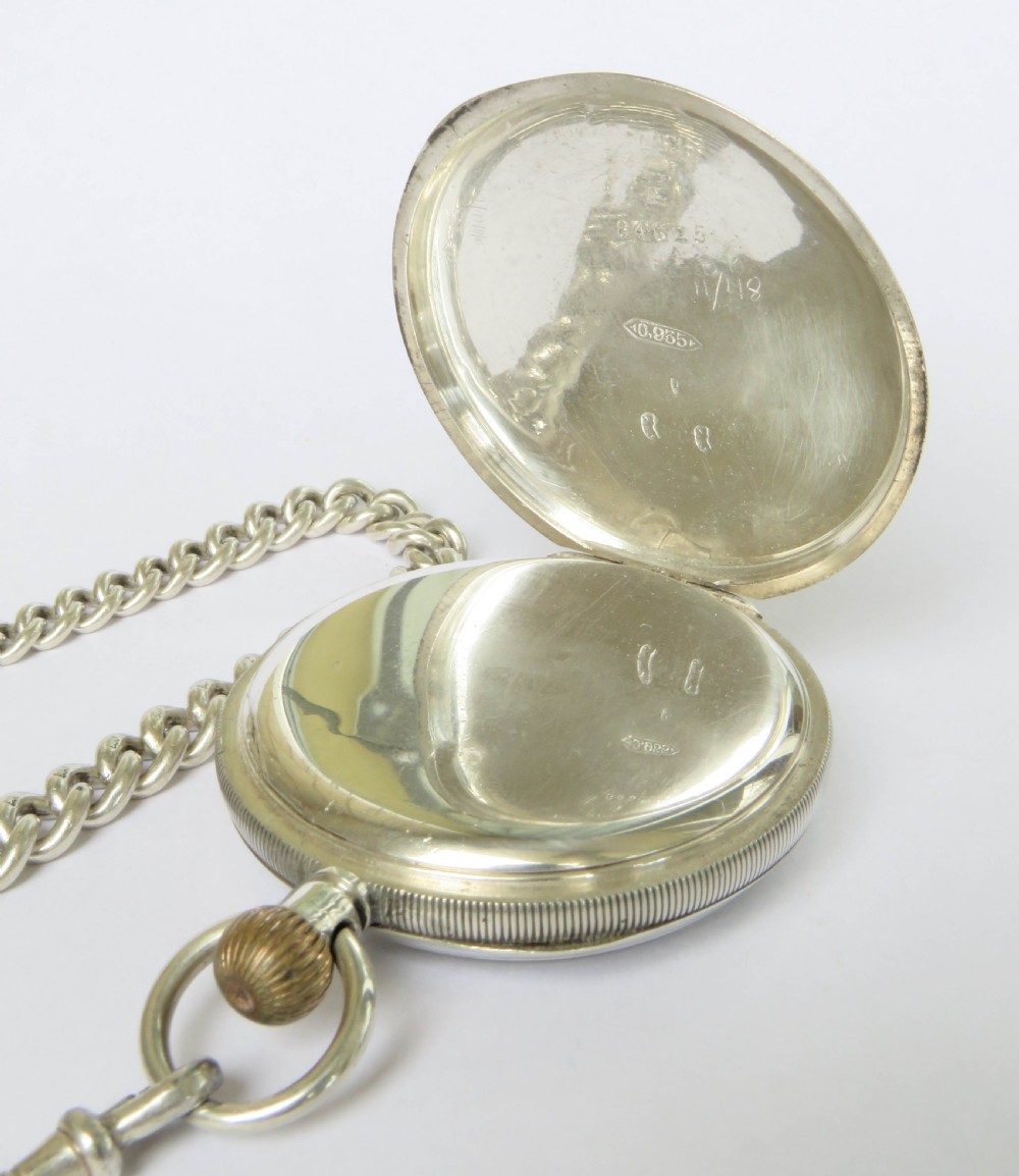 Antique silver Waltham Envoy pocket watch and chain View III