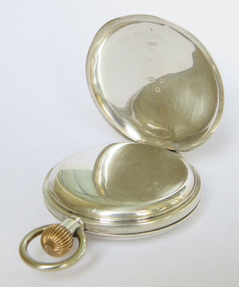 Antique silver half hunter pocket watch, 1919 View IV