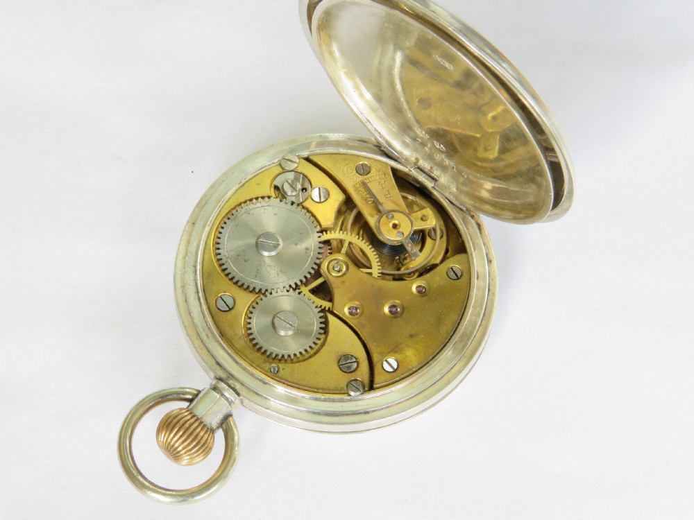 Antique silver half hunter pocket watch, 1919 View V