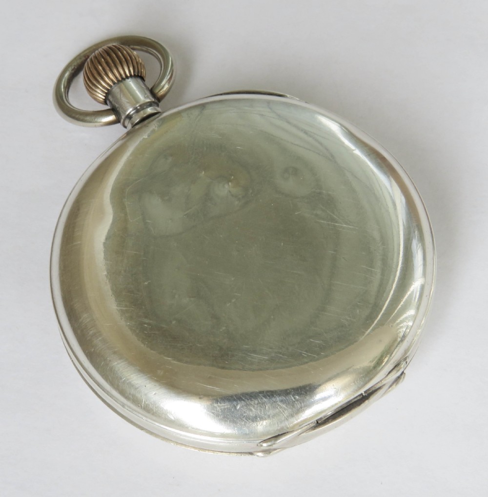 Antique silver half hunter pocket watch, 1919 View VI