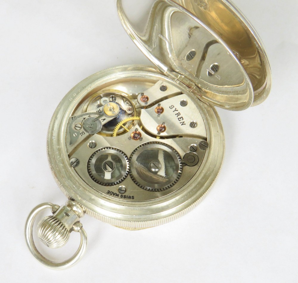 Antique silver Syren pocket watch, 1926 View IV