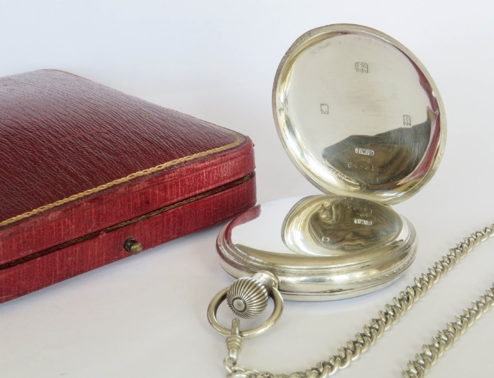 Antique J W Benson silver pocket watch and chain View III