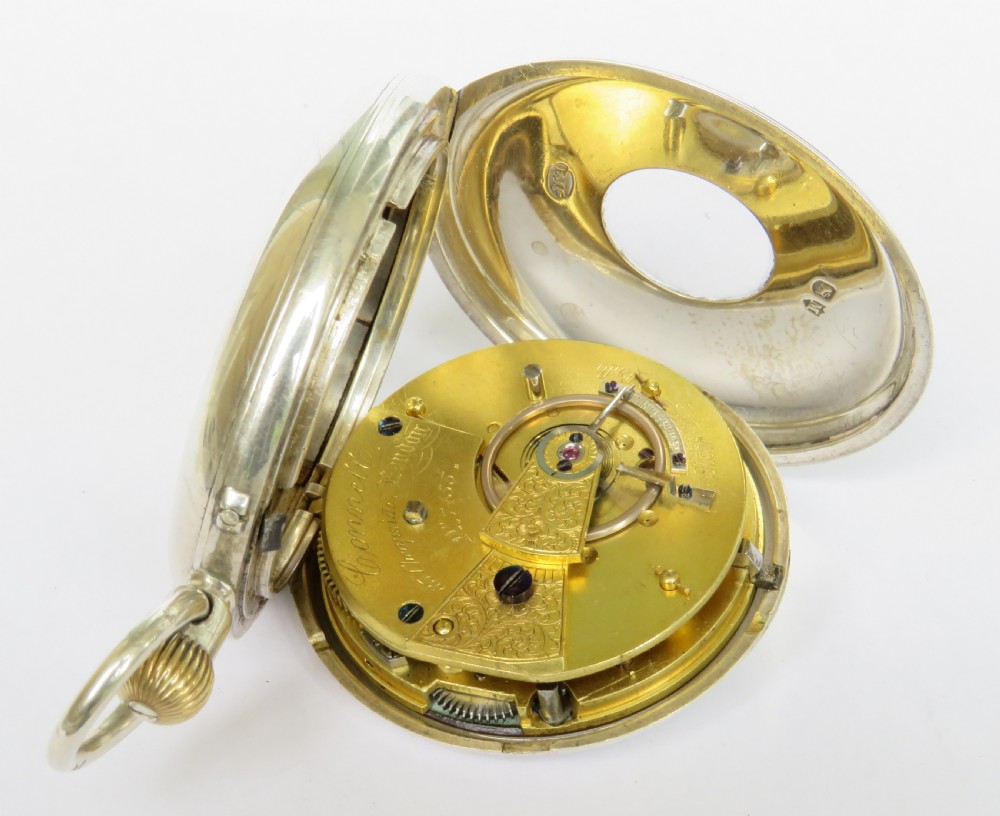 Antique silver half hunter pocket watch, 1887 View IV