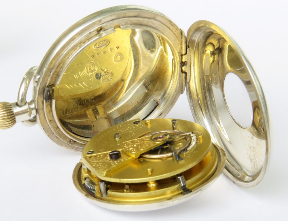 Antique silver half hunter pocket watch, 1887 View V